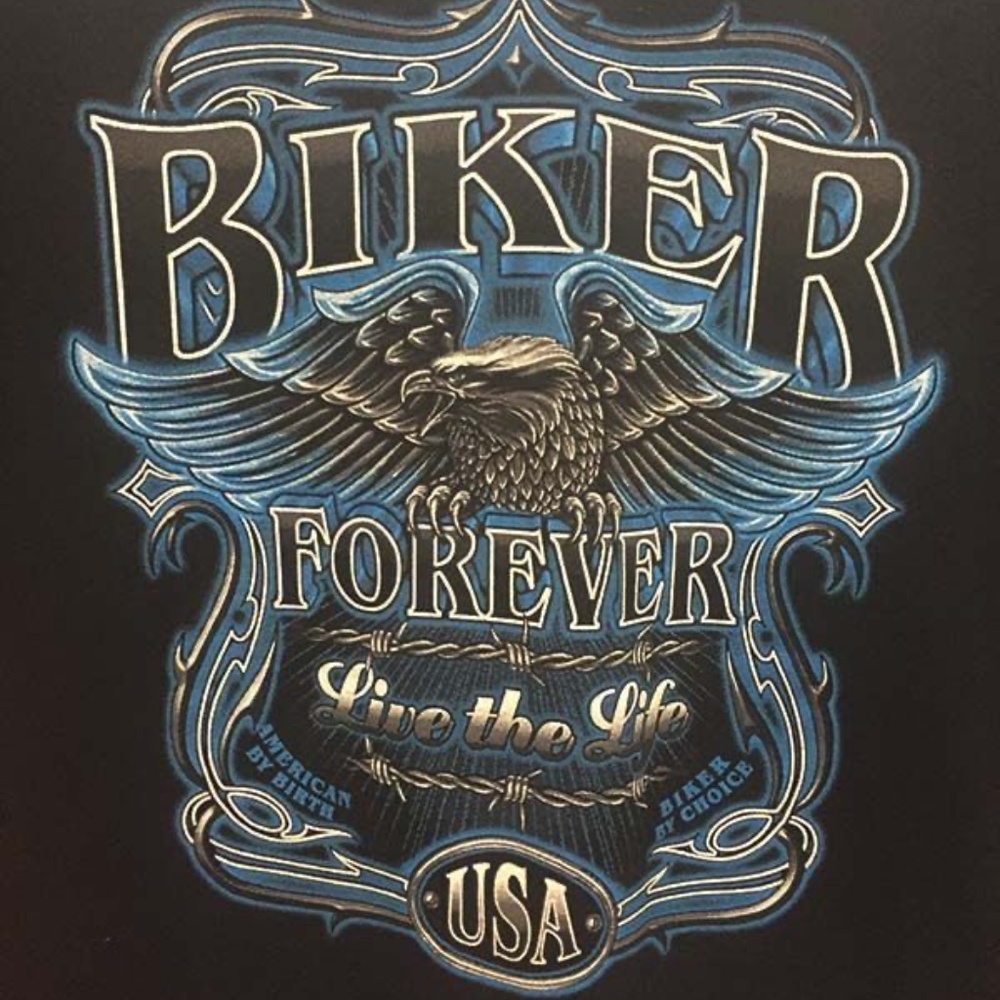 Motorcycle Biker Forever Live the Life USA T Shirt Black New Sz XL